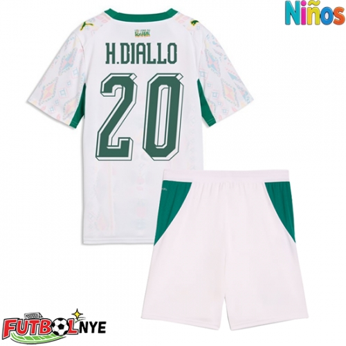 Camiseta Senegal Habib Diallo #20 Primera Equipación para niños Mundial 2026 manga corta (+ pantalones cortos)